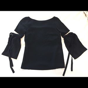 Club Monaco Black Dress Top with Tie Sleeves